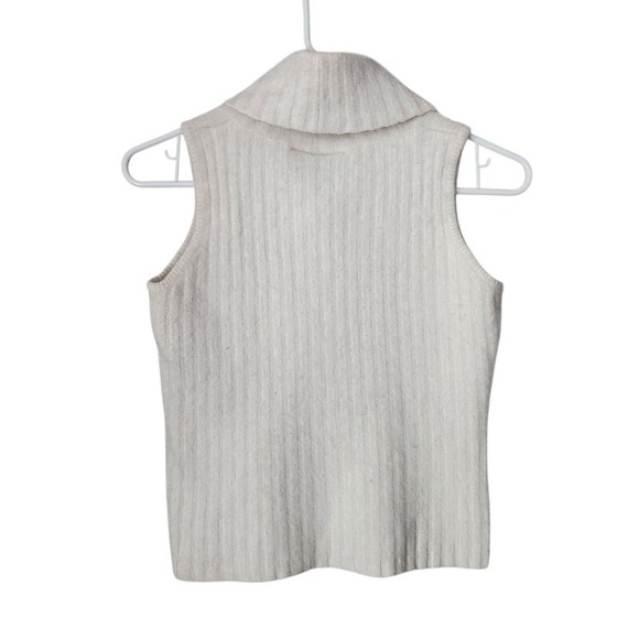 HILLARD & HANSON Angora Wool Sleeveless Turtleneck Sweater Vest milky white S - Picture 2 of 5